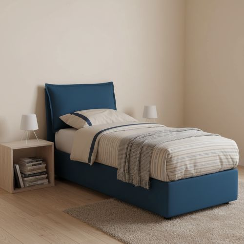 Letto una piazza contenitore blu 95x215cm moderno - Ancara