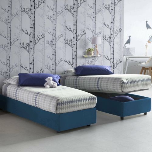 Letto una piazza contenitore blu 95x215cm sfoderabile - Ava