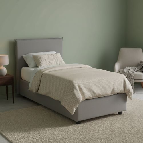 Letto una piazza contenitore grigio 105x205cm rete inclusa - Ajan