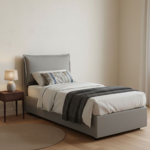 Letto una piazza contenitore grigio 95x215cm moderno - Azzurrino