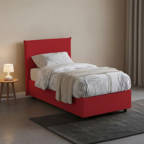Letto una piazza contenitore rosso 105x205cm adatto per materasso 90x190 cm - Ajan