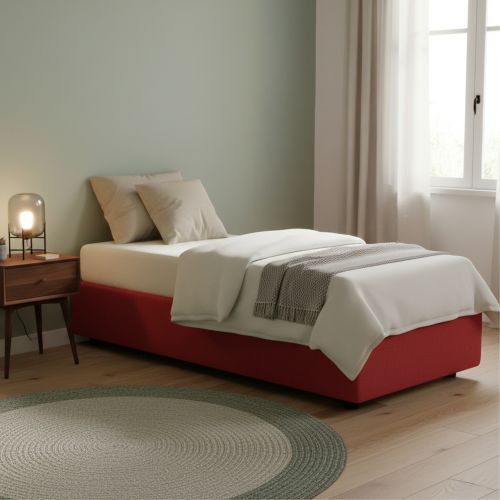 Letto una piazza contenitore rosso 105x205cm materasso incluso - Addison