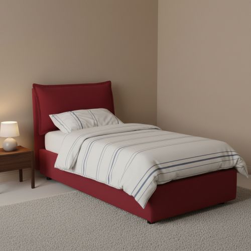 Letto una piazza contenitore rosso 105x205cm rivestimento in tessuto - Aigor