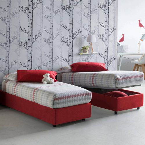 Letto una piazza contenitore rosso 105x215cm sfoderabile - Acetico