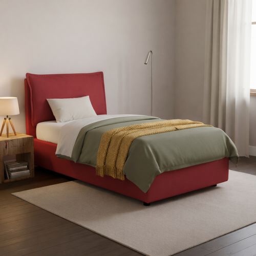 Letto una piazza contenitore rosso 95x205cm adatto per materasso 80x190 cm - Alto