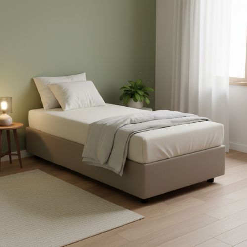 Letto una piazza contenitore tortora 105x205cm adatto per materasso 90x190 cm - Nantine