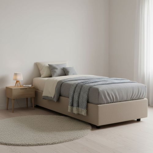 Letto una piazza contenitore tortora 105x205cm moderno - Addison