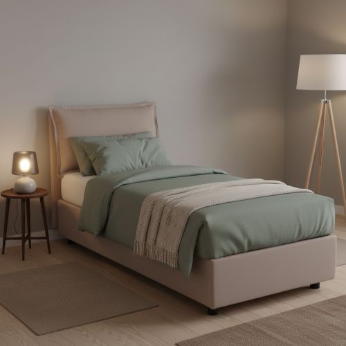 Letto una piazza contenitore tortora 105x205cm rivestimento in tessuto - Animal