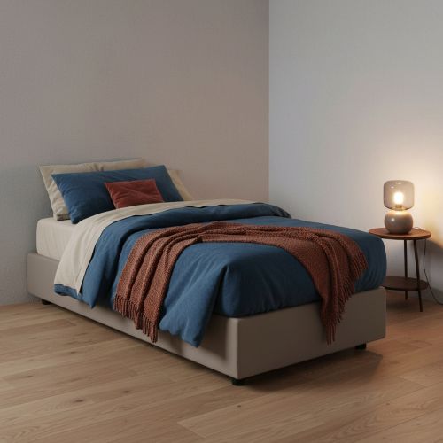 Letto una piazza contenitore tortora 105x205cm sfoderabile - Acrostico