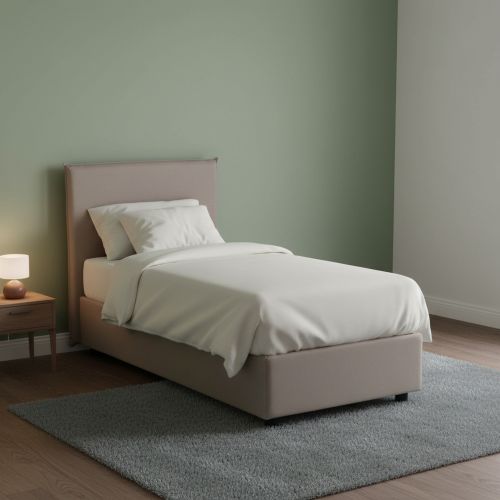 Letto una piazza contenitore tortora 105x215cm sfoderabile - Alder
