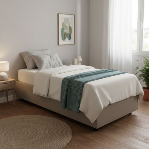 Letto una piazza contenitore tortora 95x205cm design - Andry