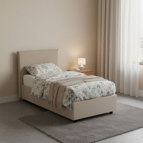 Letto una piazza contenitore tortora 95x205cm sfoderabile - Tashkent