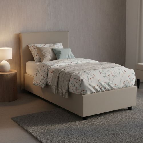 Letto una piazza contenitore tortora 95x215cm adatto per materasso 80x200 cm - Atelmo