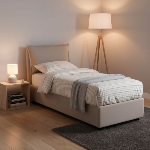 Letto una piazza contenitore tortora 95x215cm elegante - Ancara