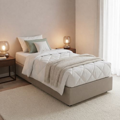 Letto una piazza contenitore tortora 95x215cm moderno - Ava