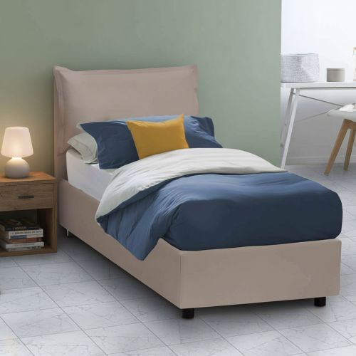 Letto una piazza contenitore tortora 95x215cm sfoderabile - Delhi
