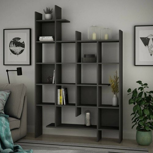 Libreria 18 ripiani antracite 122x188h cm - Achela
