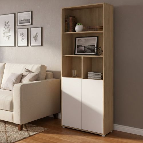 Libreria 2 ante rovere e bianca 79x204h cm - Arancio