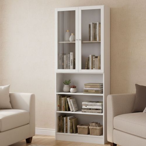 Libreria 2 ante vetro bianca 79x203h cm - Chedeng