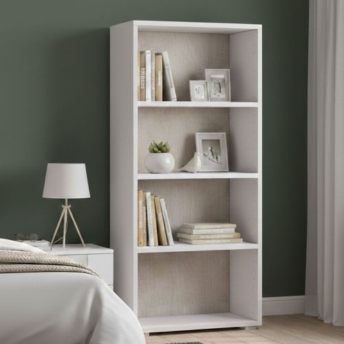 Libreria 3 ripiani bianca e rovere 60x130h cm - Aky