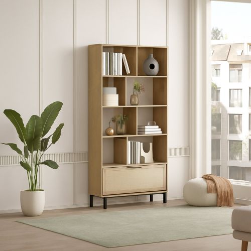 Libreria 3 ripiani noce e quercia 83x175h cm - Gerusalem