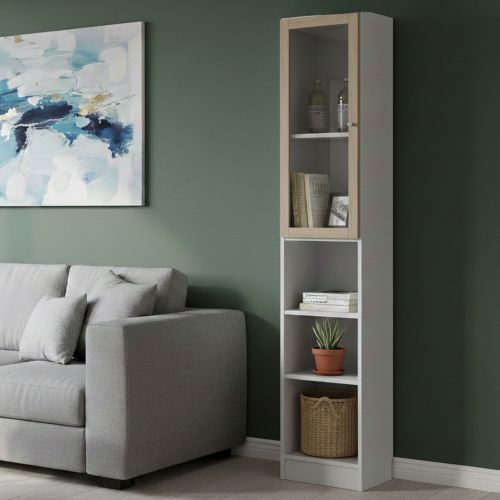 Libreria 4 ripiani bianca e quercia 40x203h cm - Greg
