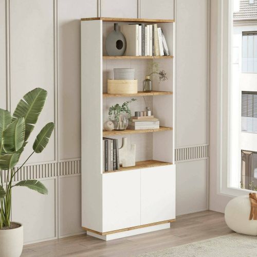 Libreria 4 ripiani quercia e bianca 75x168h cm - Achromic