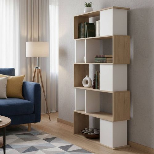 Libreria 4 ripiani rovere e bianca 80x173h cm - Arg