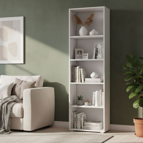 Libreria 5 ripiani bianca 60x195h cm - Allevien