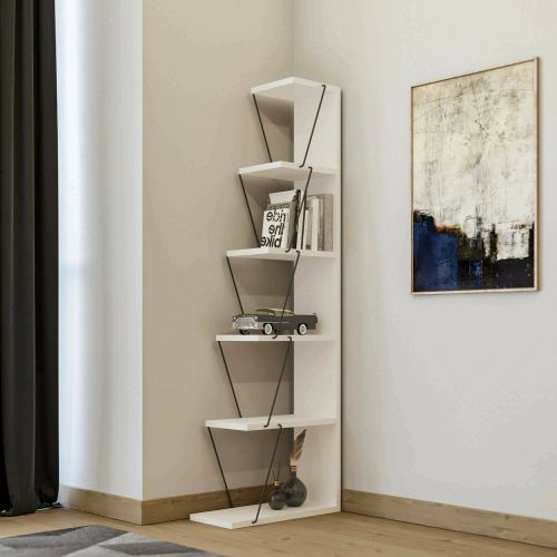 Libreria 5 ripiani bianca e nera 50x150h cm - Erminia