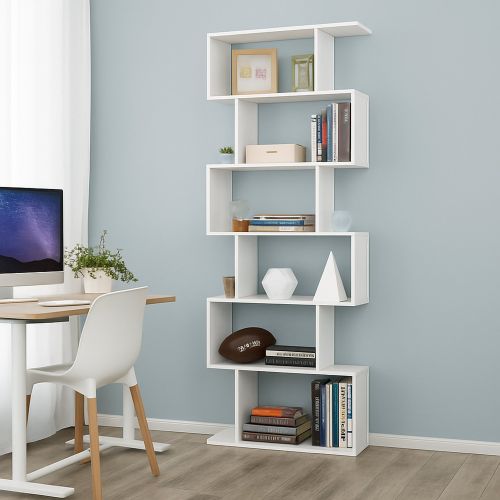 Libreria a zig zag bianca lucida 80x192h cm - Alowha