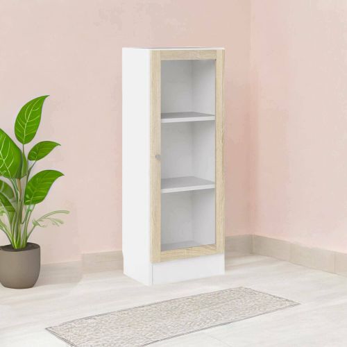 Libreria Alexiane, Scaffale da ufficio, Mobile portalibri, Biblioteca, 28x41 h107 cm, Bianco e Quercia
