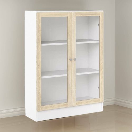 Libreria Aline, Scaffale da ufficio, Mobile portalibri, Biblioteca, 28x79 h107 cm, Bianco e Quercia