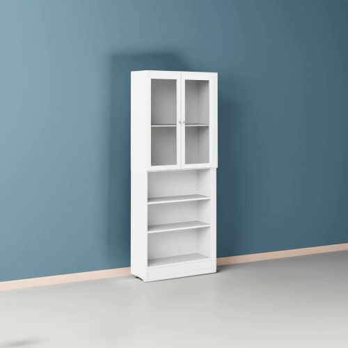 Libreria Alixane, Scaffale da ufficio, Mobile portalibri, Biblioteca, 28x79 h203 cm, Bianco