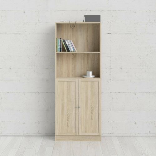 Libreria Anastasie, Scaffale da ufficio, Mobile portalibri, Biblioteca, 28x79 h203 cm, Quercia