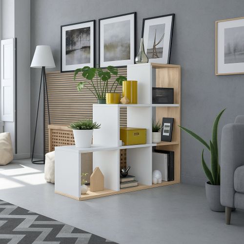 Libreria aperta bianca e rovere 108x110h cm - Abilu