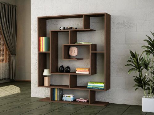 Libreria Arcadia, Scaffale da ufficio, Mobile portalibri, Biblioteca, 125x22 h149 cm, Marrone