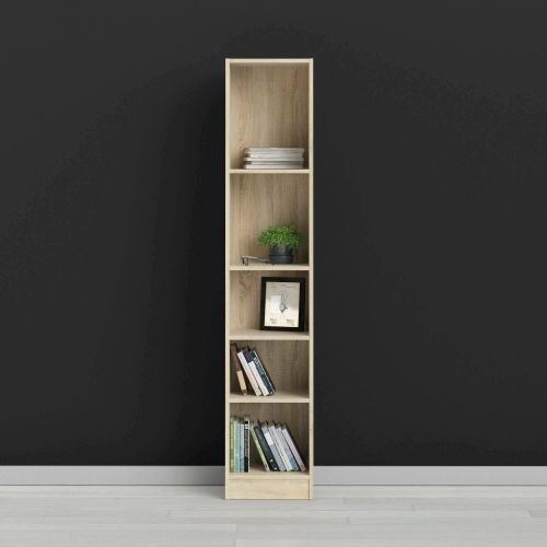 Libreria Axelle, Scaffale da ufficio, Mobile portalibri, Biblioteca, 41x27 h203 cm, Quercia