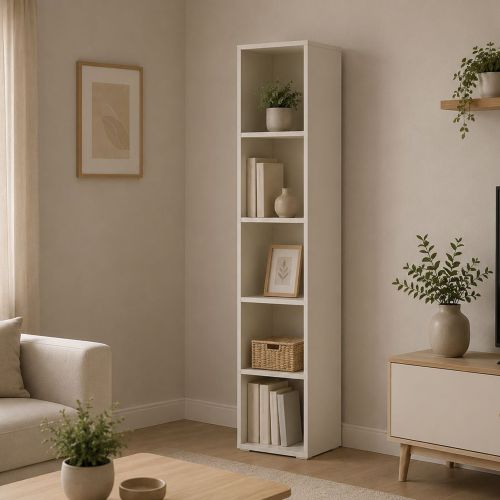 Libreria Beige 4 Ripiani Installazione a Terra 40x35x184h cm, Struttura Verticale - Likagame