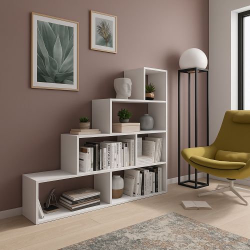 Libreria Bianco 3 Ripiani Installazione a Terra 145x28x143h cm, Portata Ripiani 15 - Serole