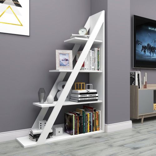 Libreria Bianco 3 Ripiani Installazione Libera 100x30x150h cm, Struttura Verticale - Camaiore