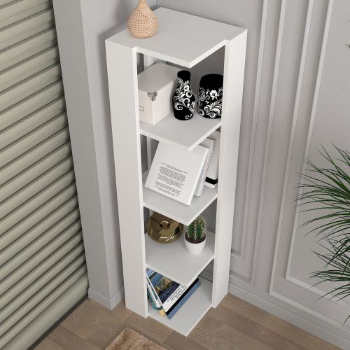 Libreria Bianco 3 Ripiani Installazione Libera 31x33x120h cm, Struttura Verticale - Clivio