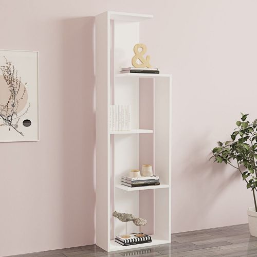 Libreria Bianco 3 Ripiani Installazione Libera 50x20x160h cm, Utilizzabile Come Divisorio Locale - Fiesole