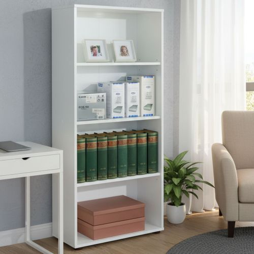 Libreria Bianco 3 Ripiani Struttura Verticale 60x30x145h cm, - Jovencan