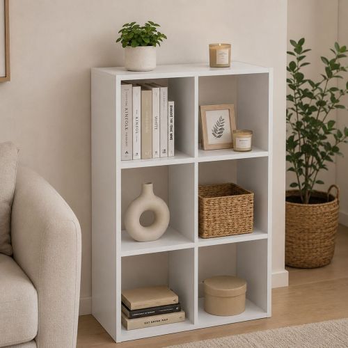 Libreria Bianco 4 Ripiani Installazione a Terra 61x30x91h cm, Struttura Verticale - Lifasa