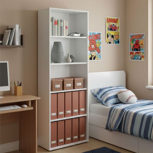 Libreria Bianco 4 Ripiani Struttura Verticale 60x30x180h cm, - Erba