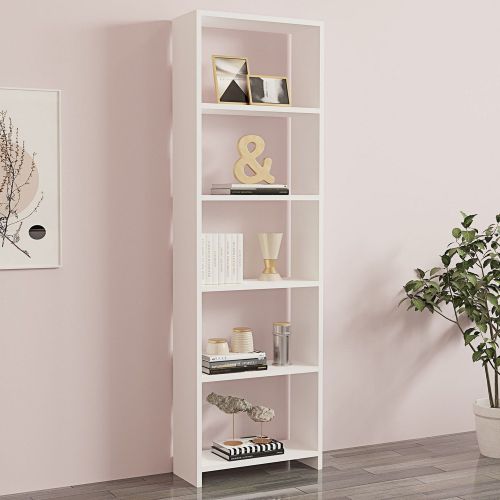 Libreria Bianco 5 Ripiani Installazione Libera 50x20x160h cm, Struttura Verticale - Piubega