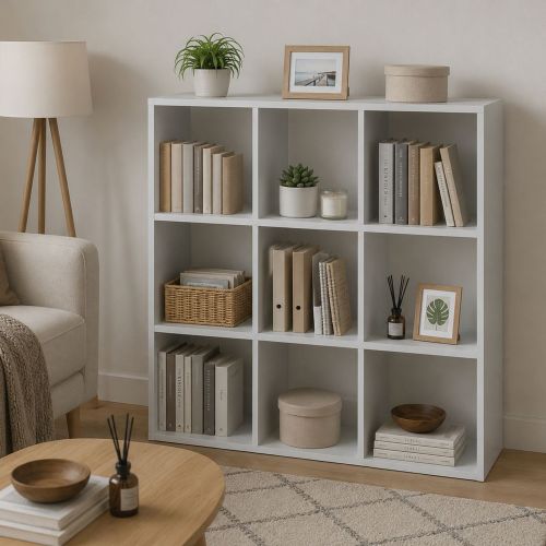 Libreria Bianco 6 Ripiani Installazione a Terra 91x30x91h cm, Struttura Verticale - Liga