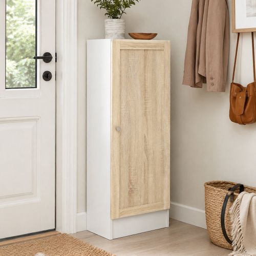 Libreria Bianco Marrone Quercia Cassetti 2 Ripiani 41x28x107h cm, - Amedee