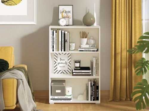 Libreria Bianco Opaco 2 Ripiani Installazione a Terra 70x24.5x107.5h cm, Sfumatura Colore Struttura Opaco - Moiano